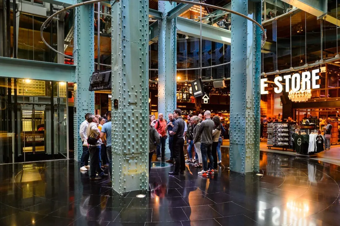 Visitors gathered inside the Guinness Storehouse atrium.